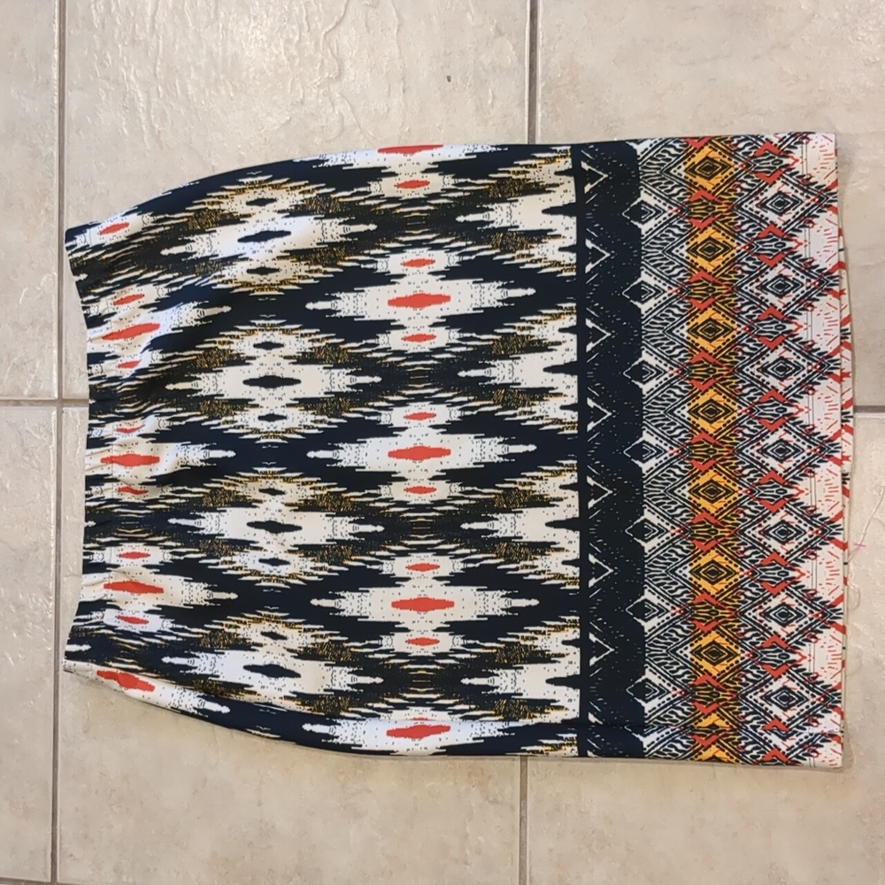 Chelsea & Theodore Boho Knee‎ Length Elastic Waist Pencil Skirt Size Large